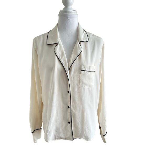 Rails Long Sleeve Silk Button Front  Pajama Style Blouse I L - Picture 1 of 6